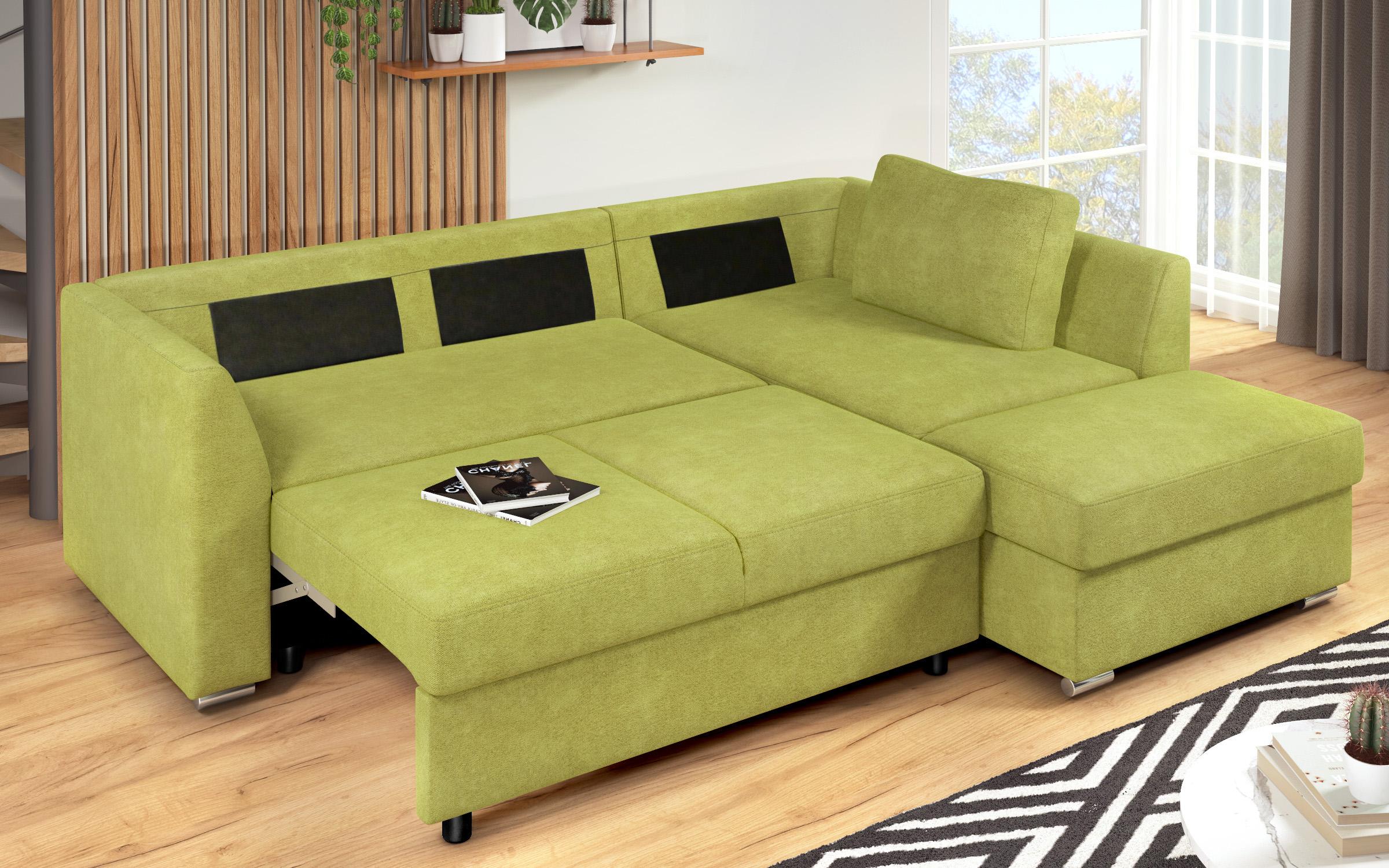Extendable corner sofa Toscana S, green + light brown  11